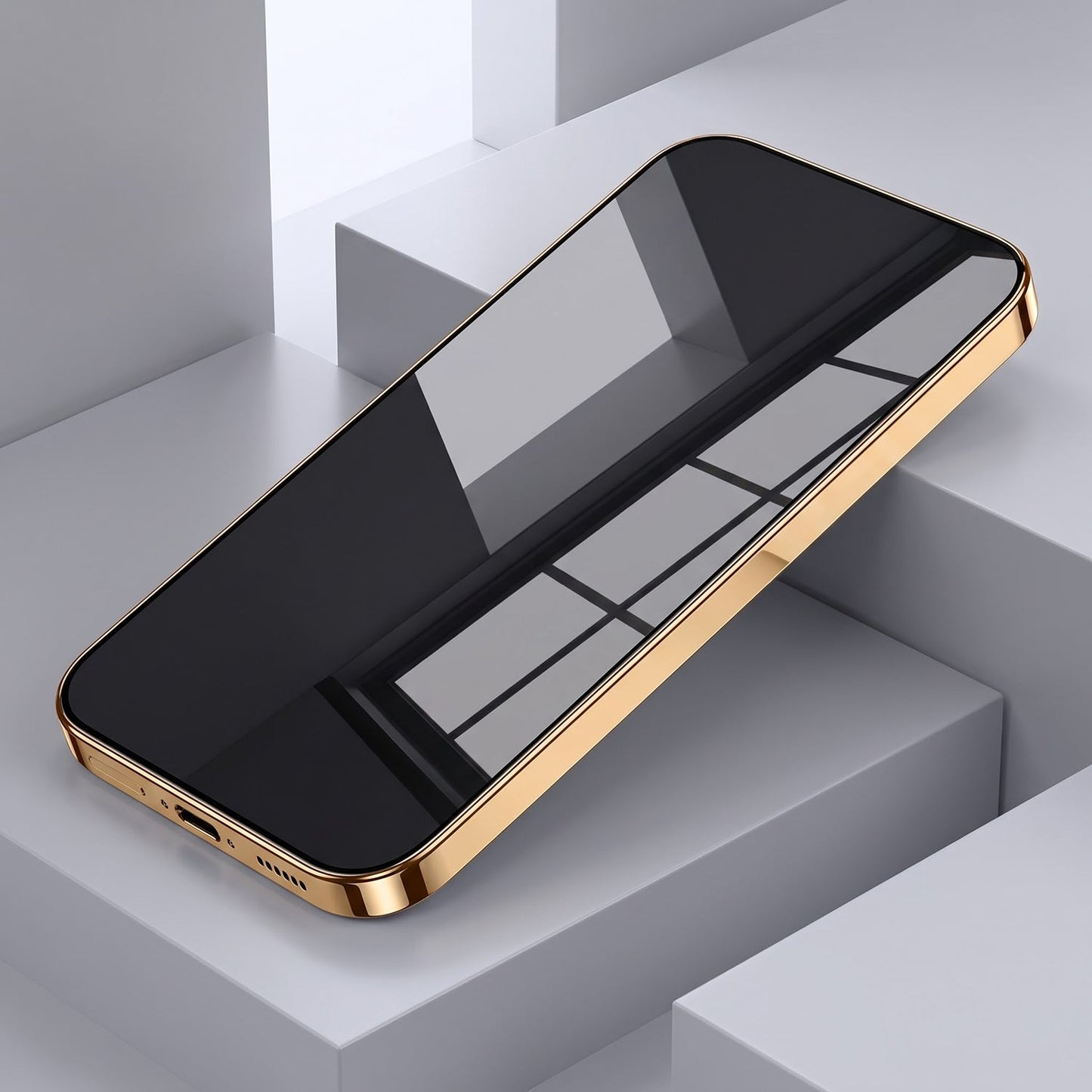 Vivo V70 FE 5G Luxury Wave Gold Electroplated Glass Phone Back Case