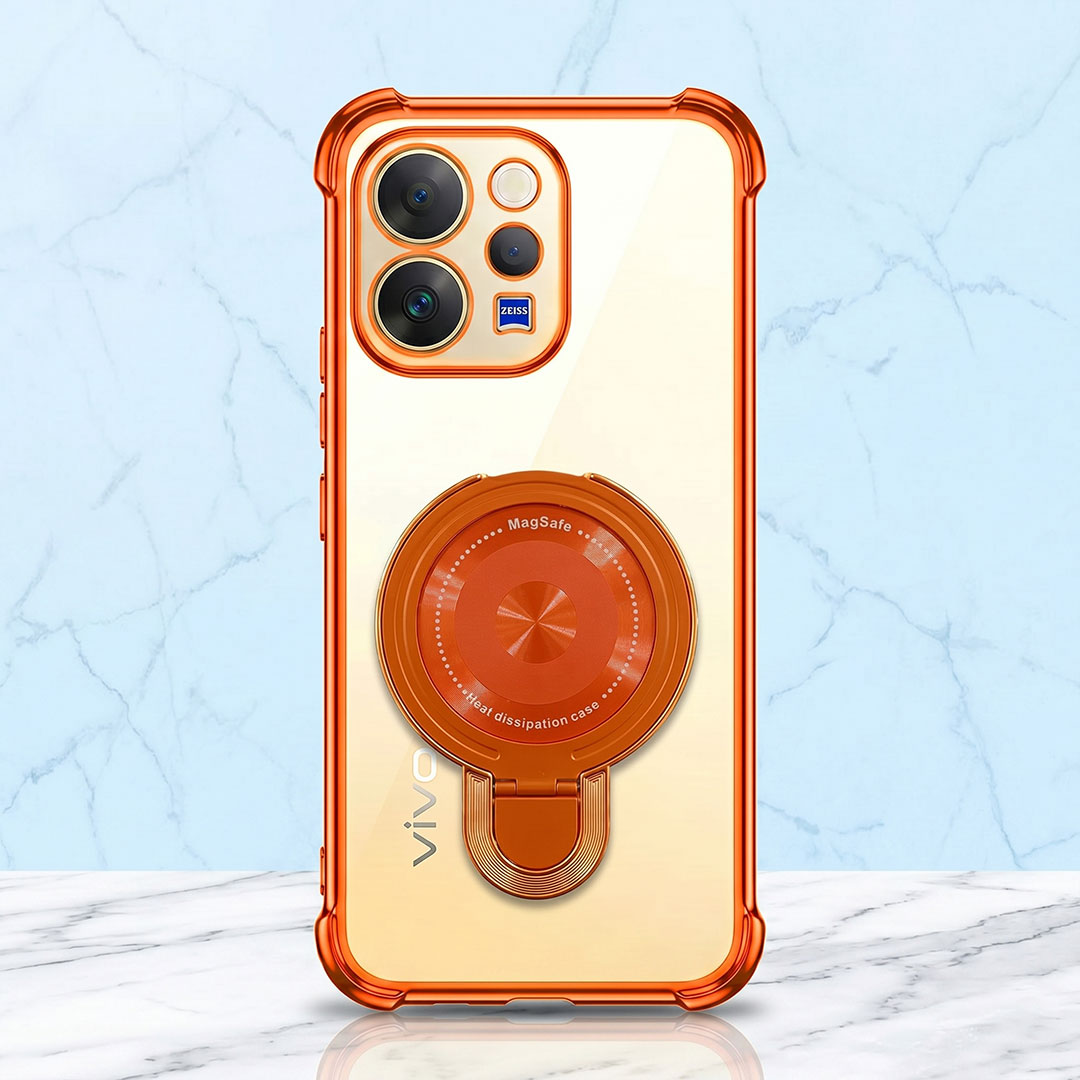 Vivo V70 5G Invincible Bracket Ring Stand Airbag Cosmic Orange Case