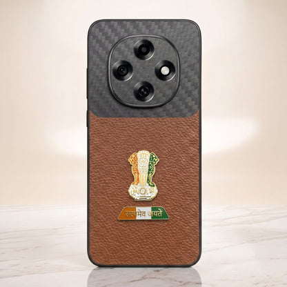 Oppo F31 Pro 5G Tri-Color Satyamev Jayate Carbon Fiber Leather Hybrid Phone Case