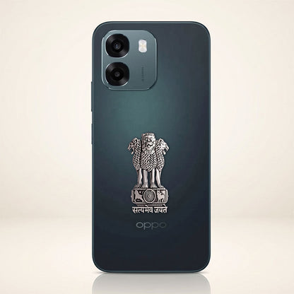 Oppo A6 5G Compatible Satyamev Jayate 3D Metal Emblem Sticker