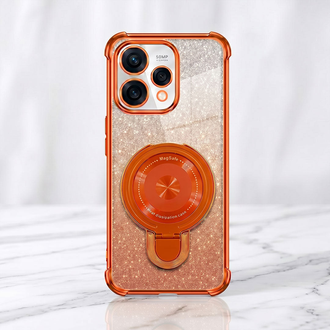 Oppo Reno 15 5G Invincible Bracket Ring Stand Shimmer Airbag Cosmic Orange Case