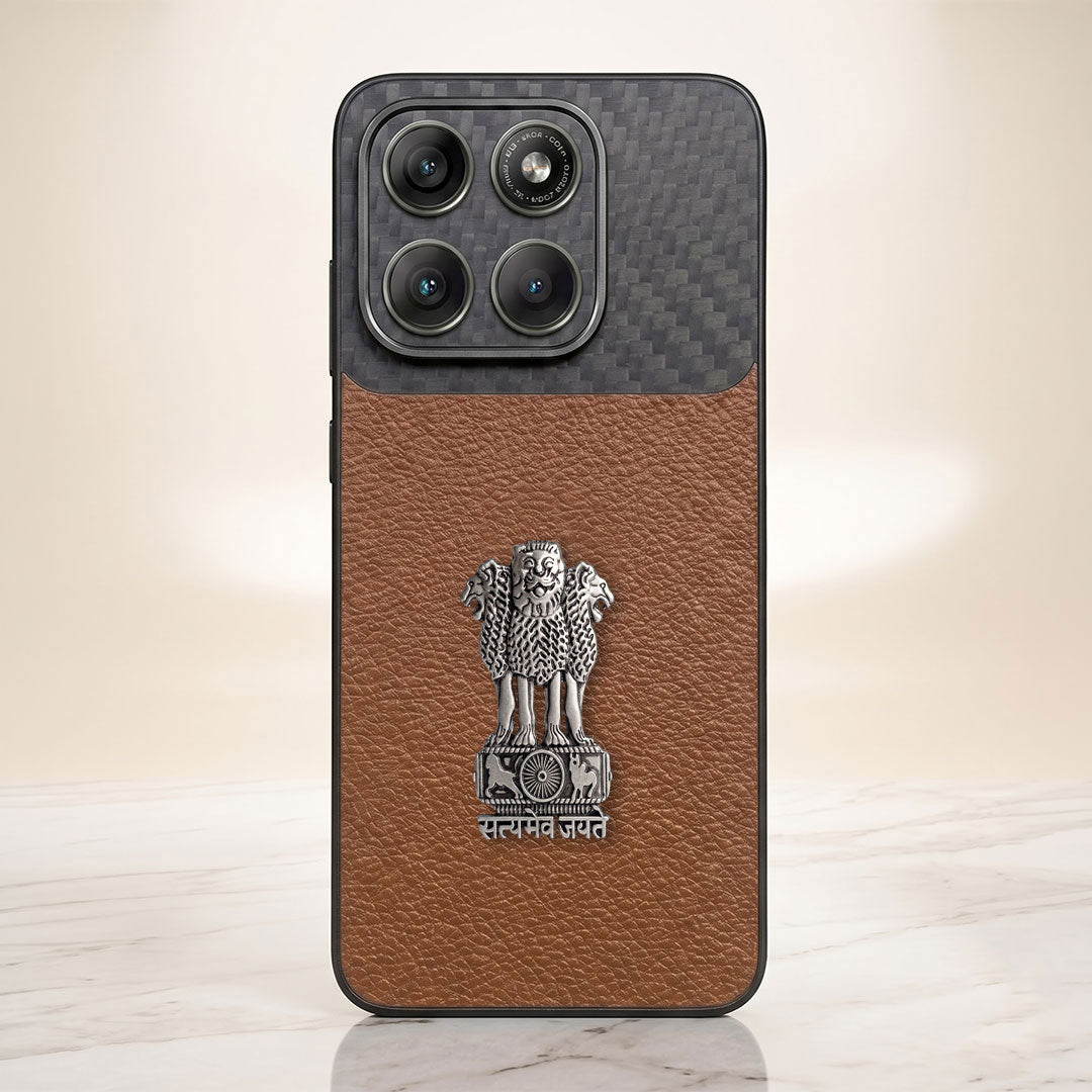 Motorola Edge 70 Fusion 5g Satyamev Jayate Carbon Fiber Leather Hybrid Phone Case