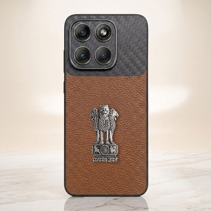 Motorola Edge 70 Fusion 5g Satyamev Jayate Carbon Fiber Leather Hybrid Phone Case