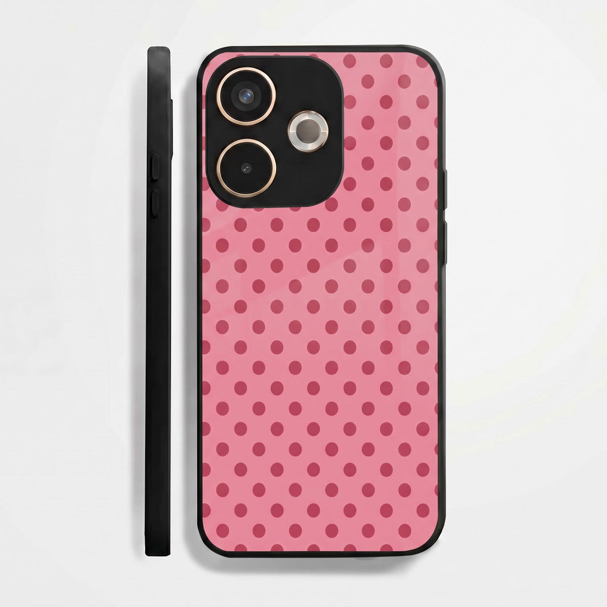 Oppo A5 Pro 5G Aesthetic Pink & Rose Polka Dot Acrylic Back Cover