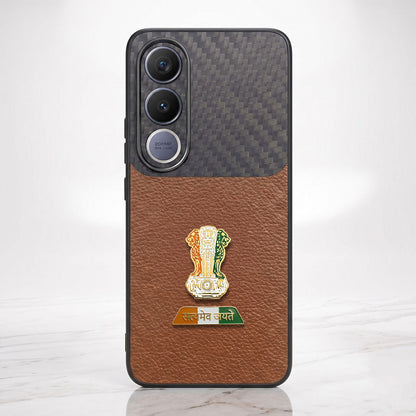 Vivo V70 FE 5G Tri-Color Satyamev Jayate Carbon Fiber Leather Hybrid Phone Case