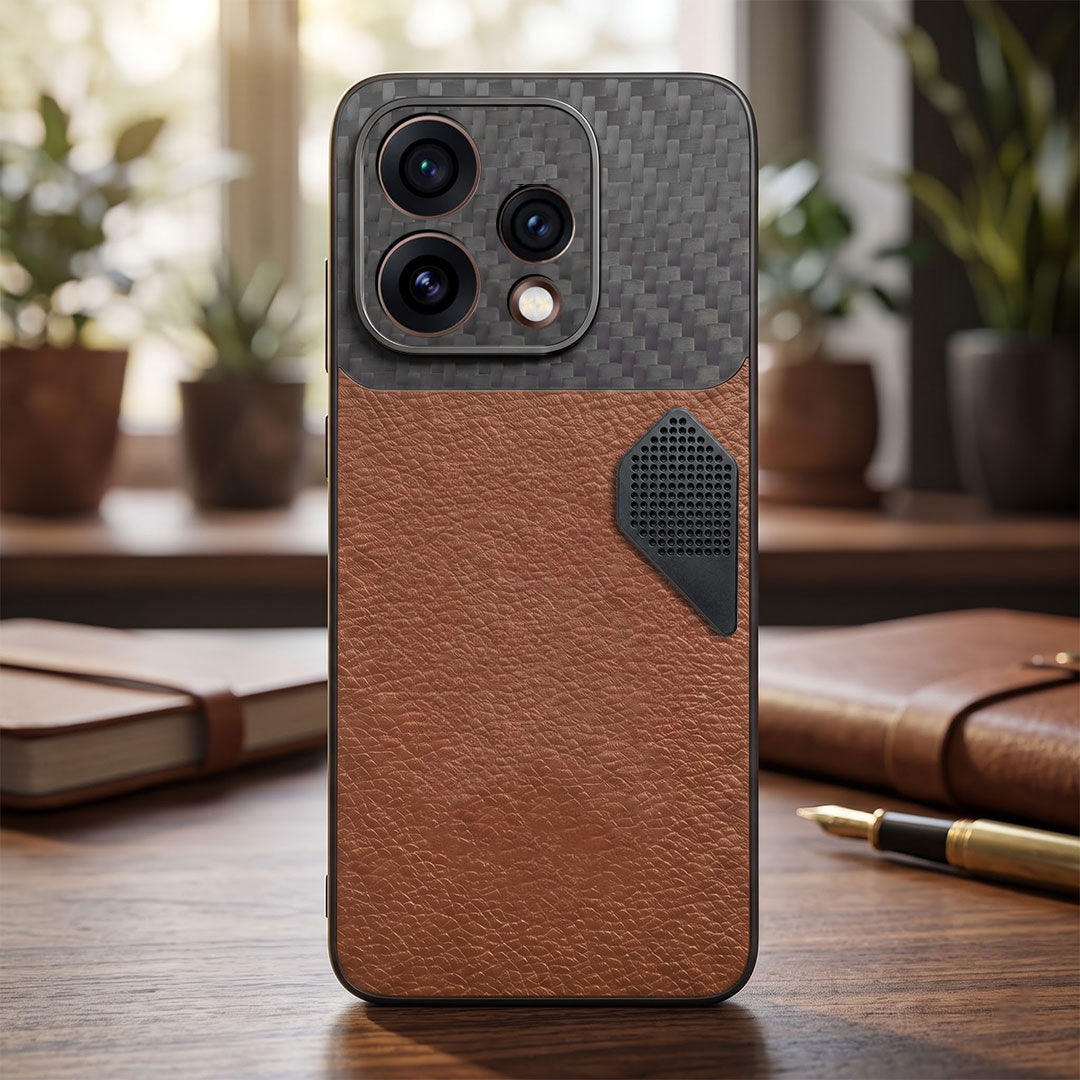 Oppo Reno 15 5G Carbon Fiber Heat Dissipation Leather Hybrid Phone Case