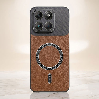 Motorola Edge 70 Fusion 5G Carbon Fiber Leather Hybrid MagSafe Magnetic Case