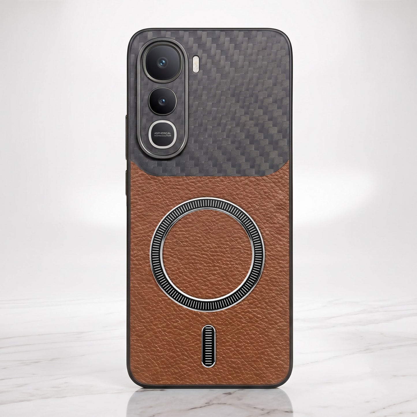 Vivo Y400 Pro 5G Carbon Fiber Leather Hybrid MagSafe Magnetic Case