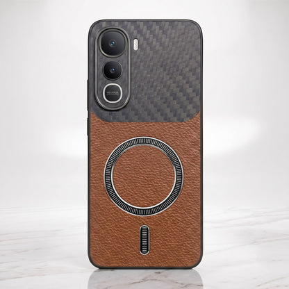 Vivo Y400 Pro 5G Carbon Fiber Leather Hybrid MagSafe Magnetic Case