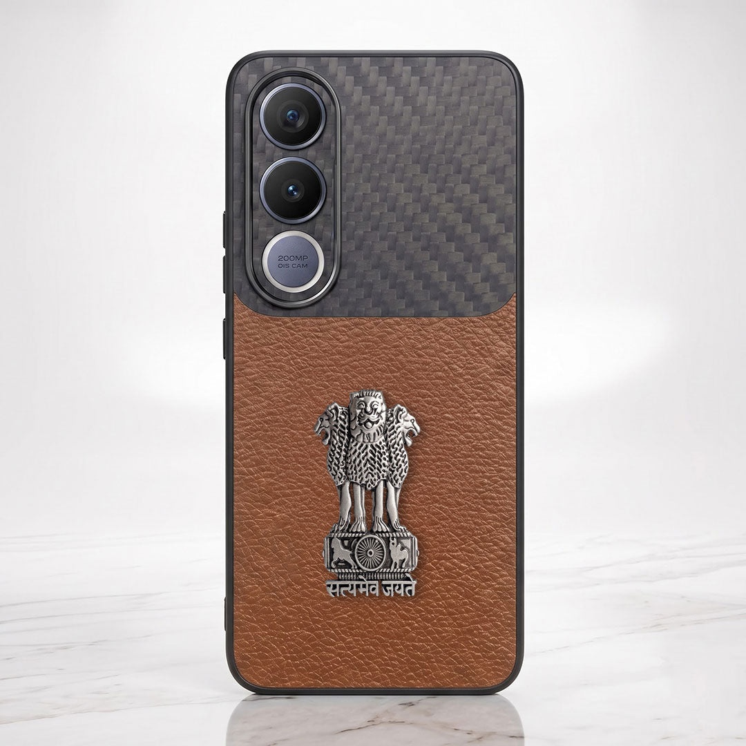 Vivo V70 FE 5G Satyamev Jayate Carbon Fiber Leather Hybrid Phone Case