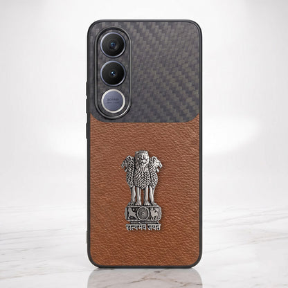 Vivo V70 FE 5G Satyamev Jayate Carbon Fiber Leather Hybrid Phone Case