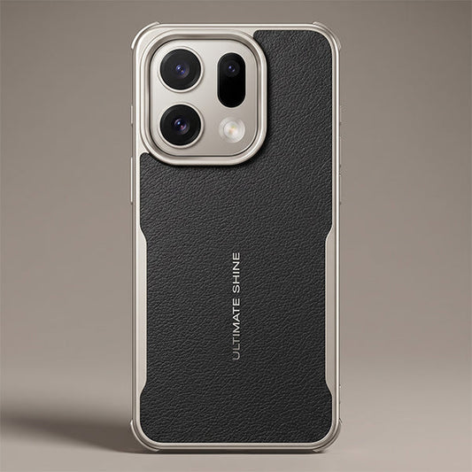 Oppo Find X9 5G Premium Leather-Style Phone Case with Chrome Finish Frame Elegant Protective Cover