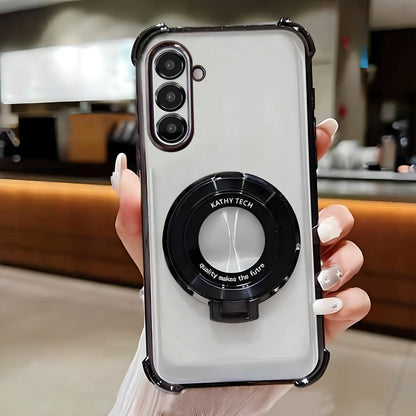 Samsung Galaxy A56 5G Original Luxury Magnifier Ring Stand Shockproof Airbags Corner Case (Buy 1 Get 1 Surprise Cover)