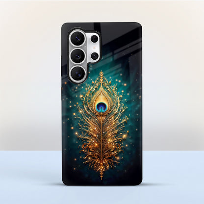 Samsung Galaxy S25 Ultra 5G Golden Peacock Feather Protective Cases