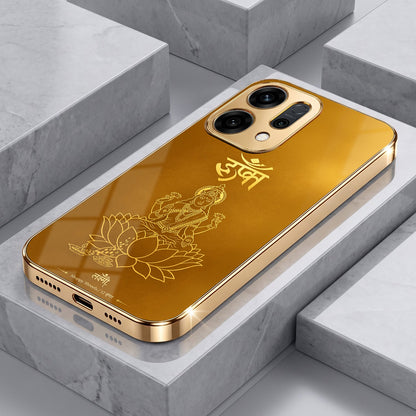 Oppo Reno 14 5G Shree Lakshmi Divine Gold Electroplated Glass Phone Back Case