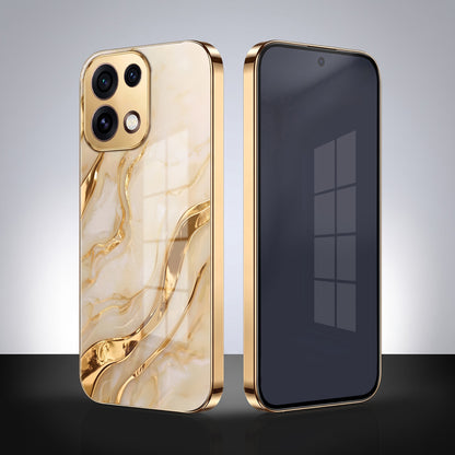 Oppo Reno 16C 5G Marvel Texture Gold Electroplated Glass Phone Back Case