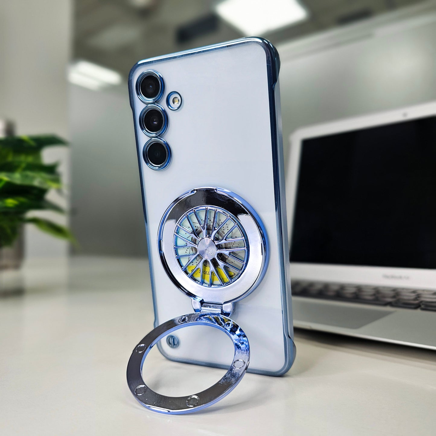 Samsung Galaxy A55 5G Porsche® Wheel Frameless Case blue
