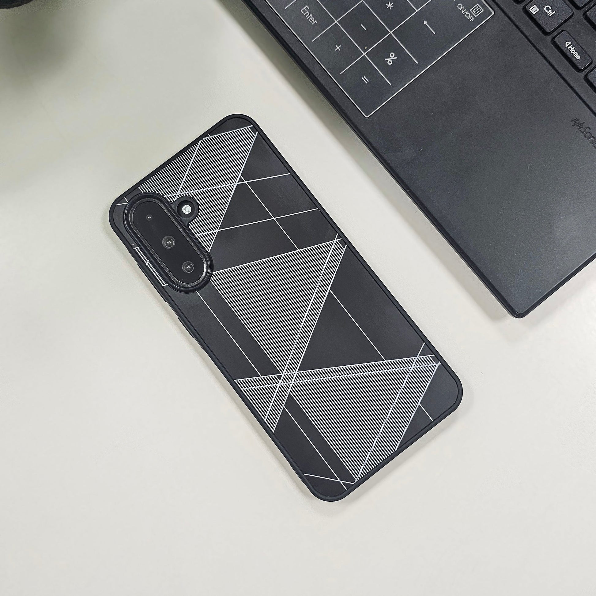 Samsung Galaxy A56 5G Triangle Pattern Matte Back Shockproof Case black