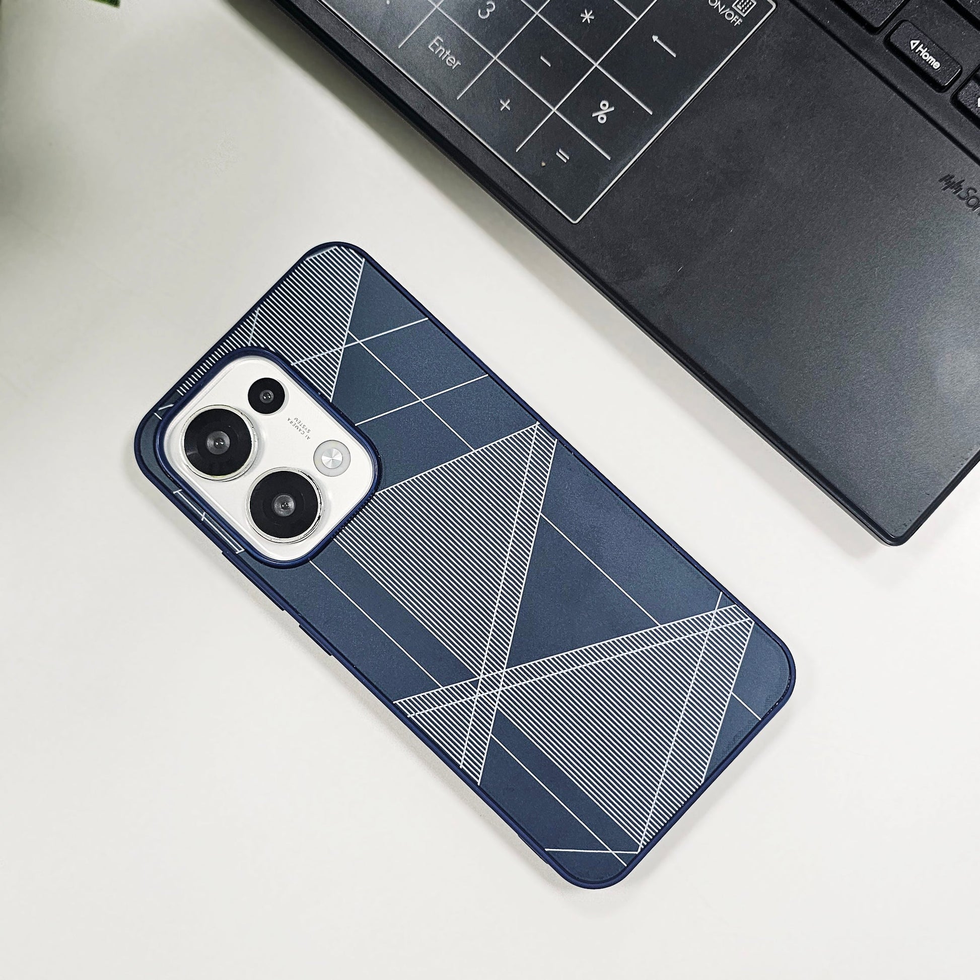Oppo Reno 13 5G Triangle Pattern Matte Back Shockproof Case