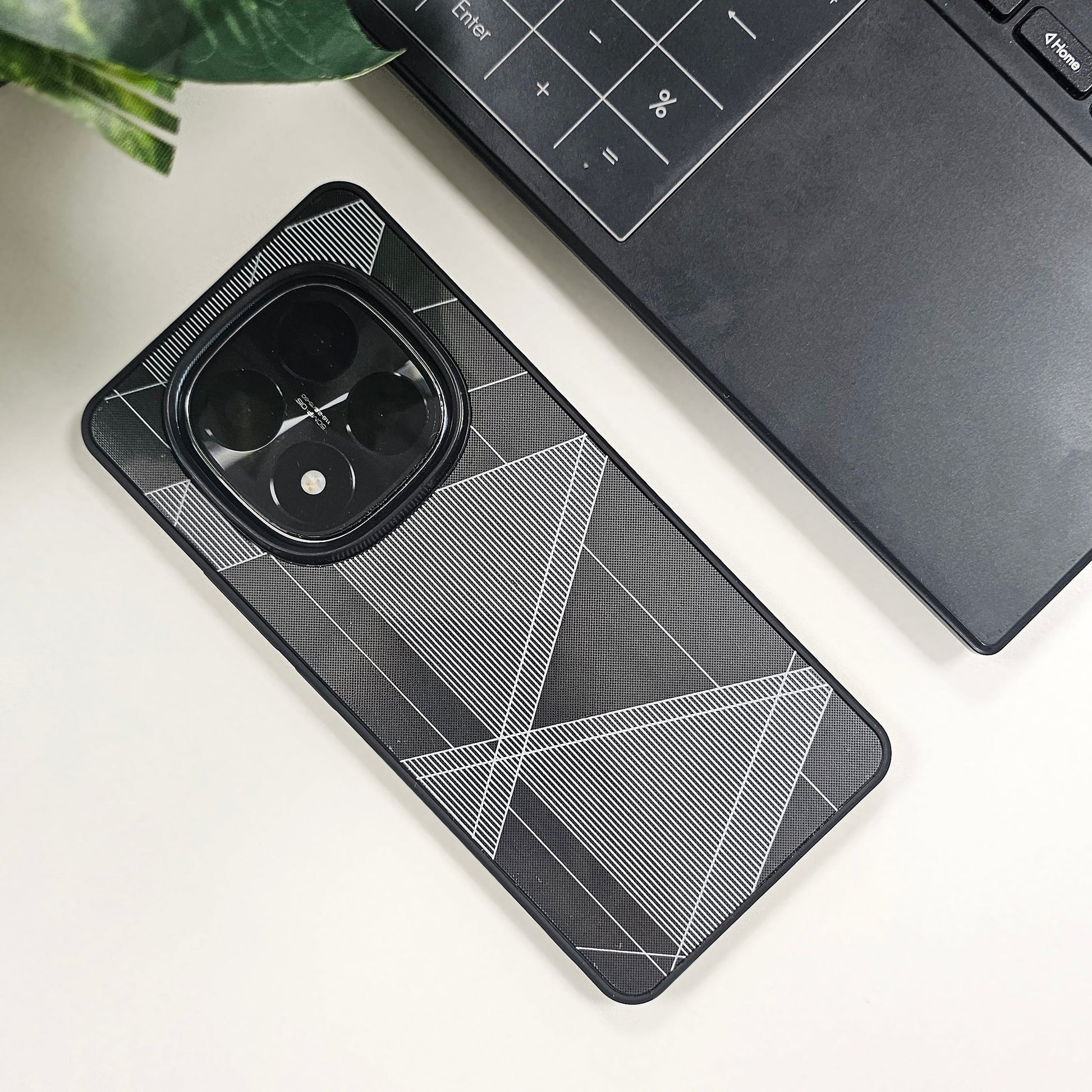 Redmi Note 14 Pro 5G Triangle Pattern Matte Back Shockproof Case black