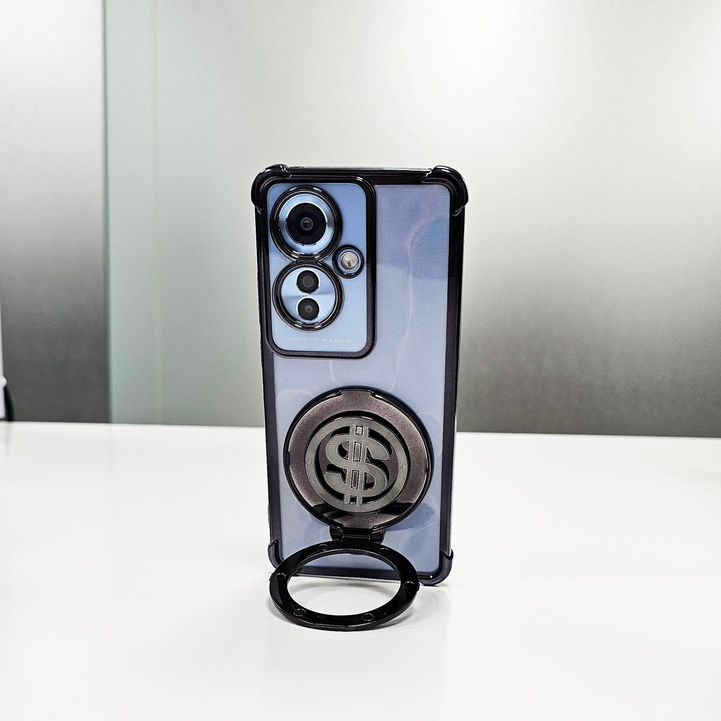 oppo f25 pro stand cover with rotating emblem