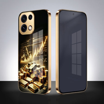 Oppo Reno 16C 5G Luxury Wealth Trader Gold Electroplated Glass Phone Back Case