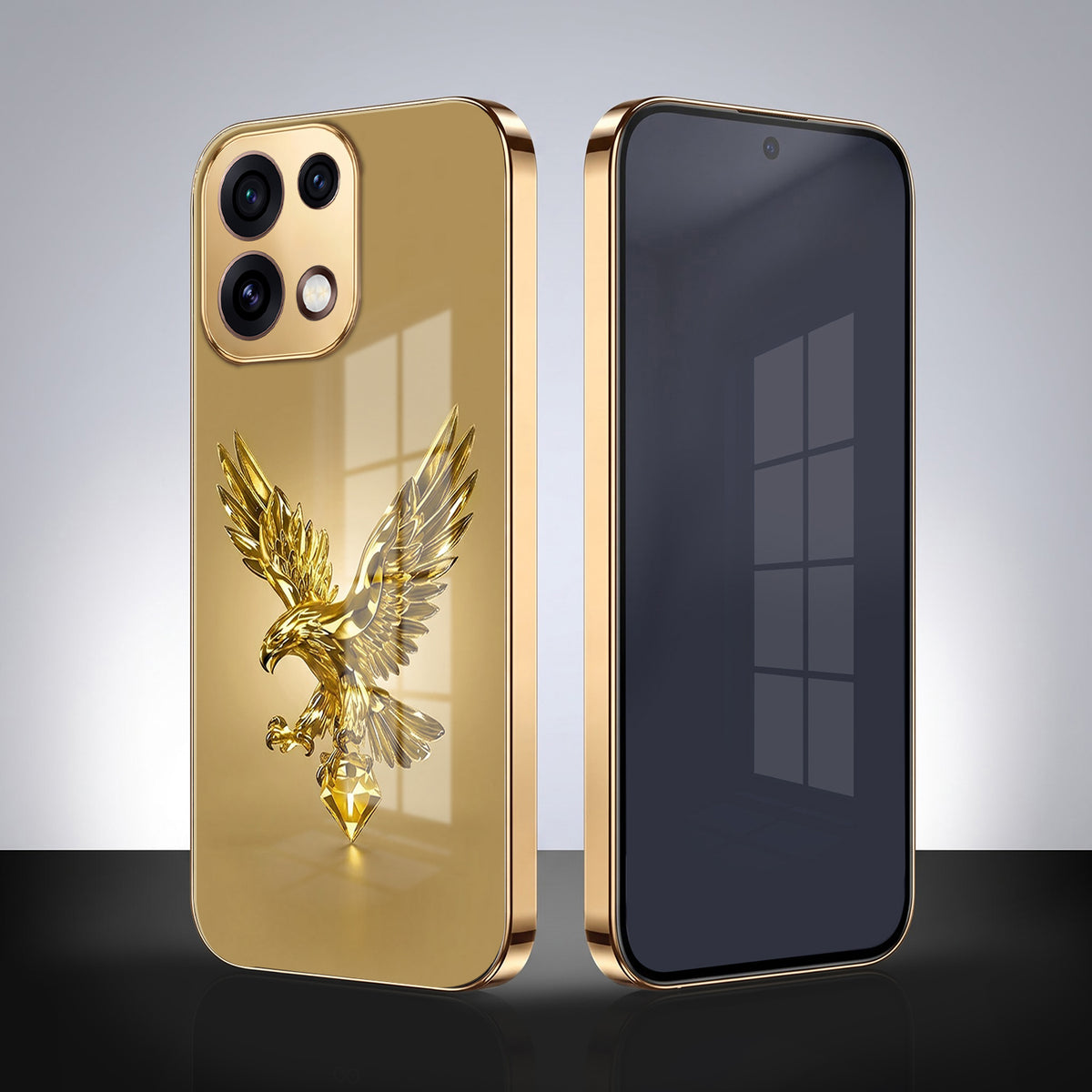 Oppo Reno 16C 5G Golden Eagle Gold Electroplated Glass Phone Back Case