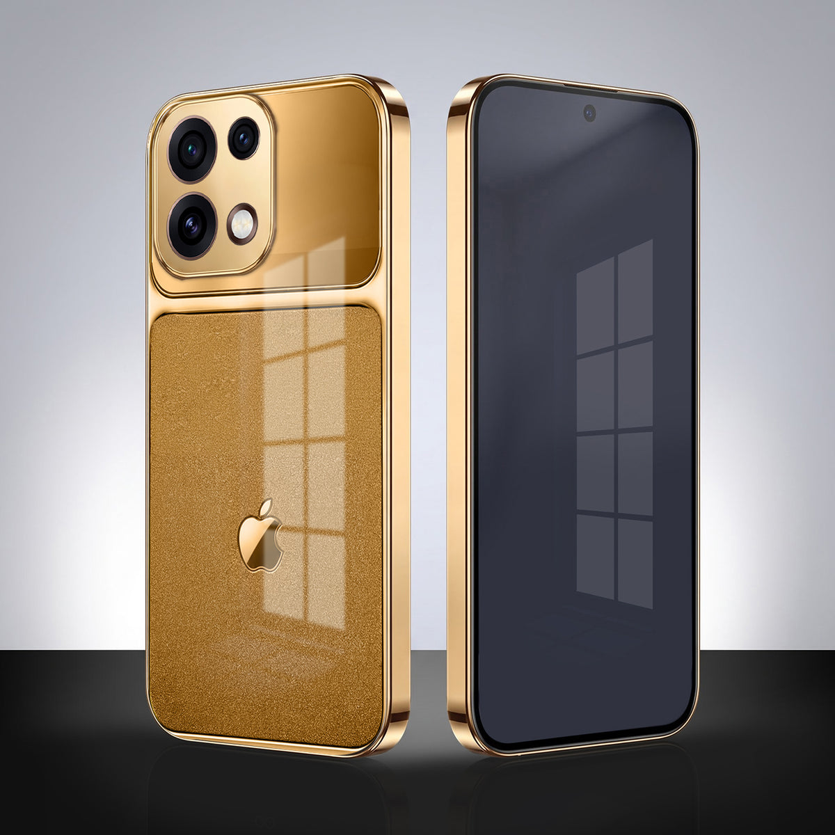 Oppo Reno 16C 5G Royal Touch Apple Gold Electroplated Glass Phone Back Case