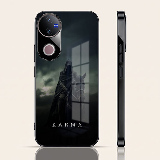 Vivo V50 5G Karma Black Electroplated Glass Phone Back Case