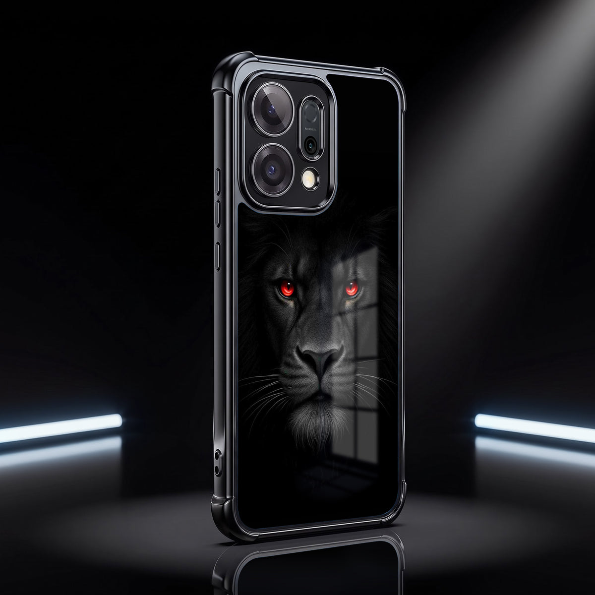 Oppo Reno 14 5G Premium Black Lion Airbags Printed Back Case
