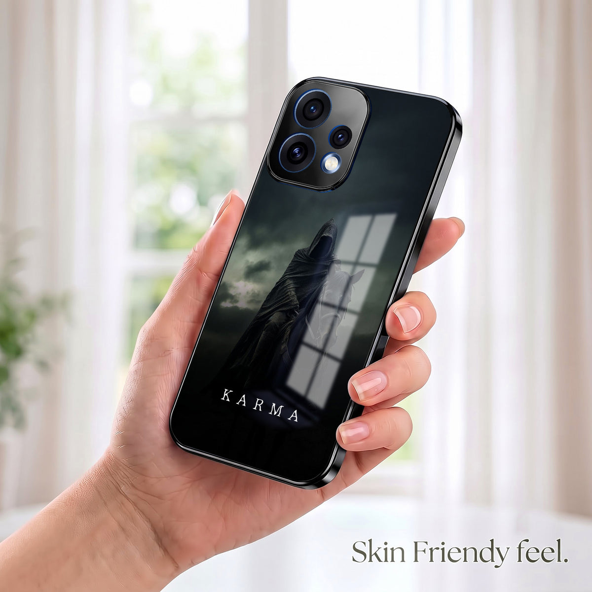 Oppo Reno 15 5G Karma Black Electroplated Glass Phone Back Case