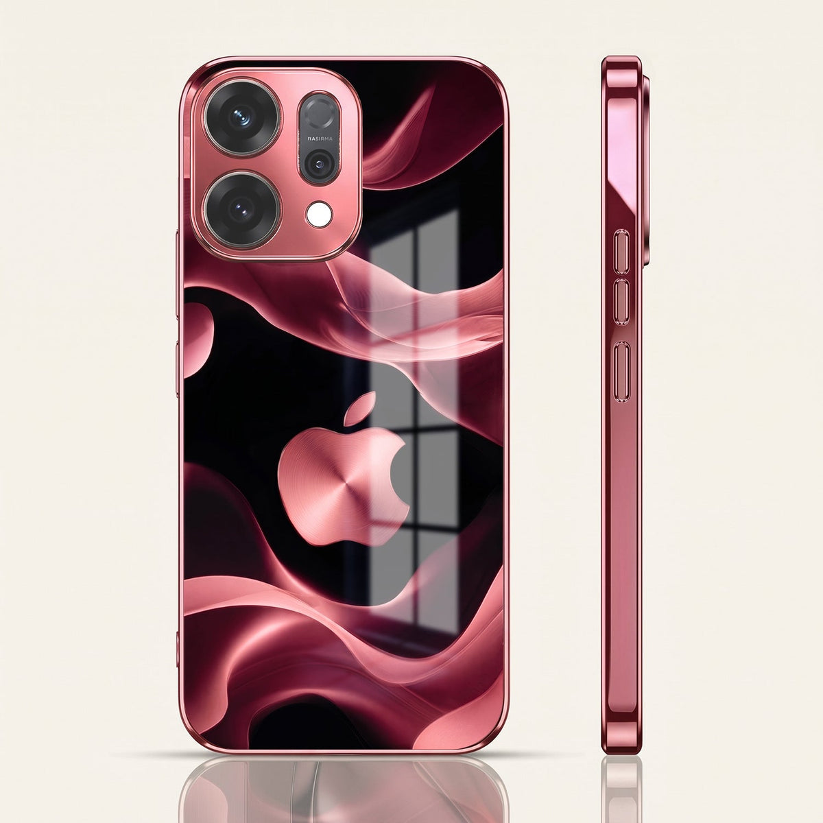 Oppo Reno 14 5G Luxury Wave Pink Electroplated Glass Phone Back Case
