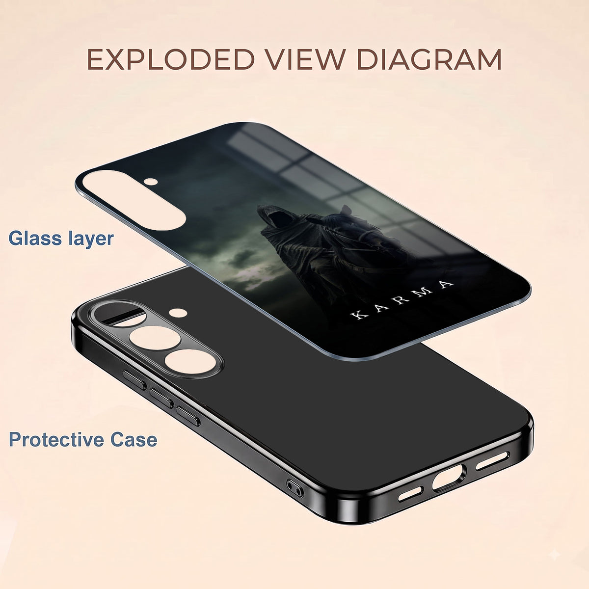 Samsung Galaxy A36 5G Karma Black Electroplated Glass Phone Back Case