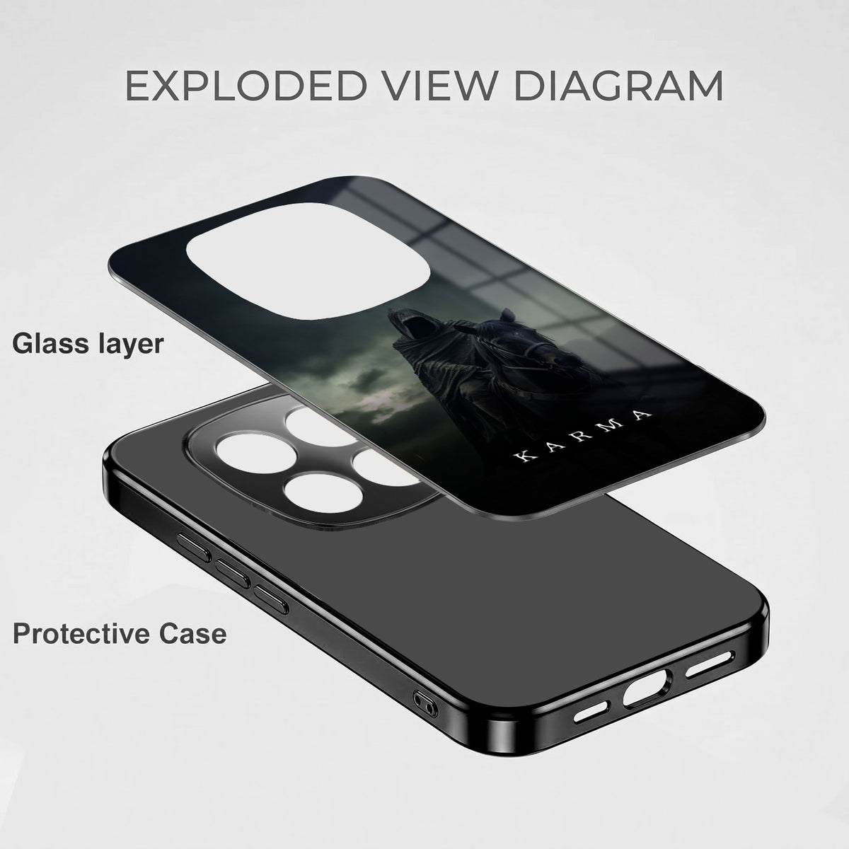 Redmi Note 15 Pro Plus 5G Karma Black Electroplated Glass Phone Back Case