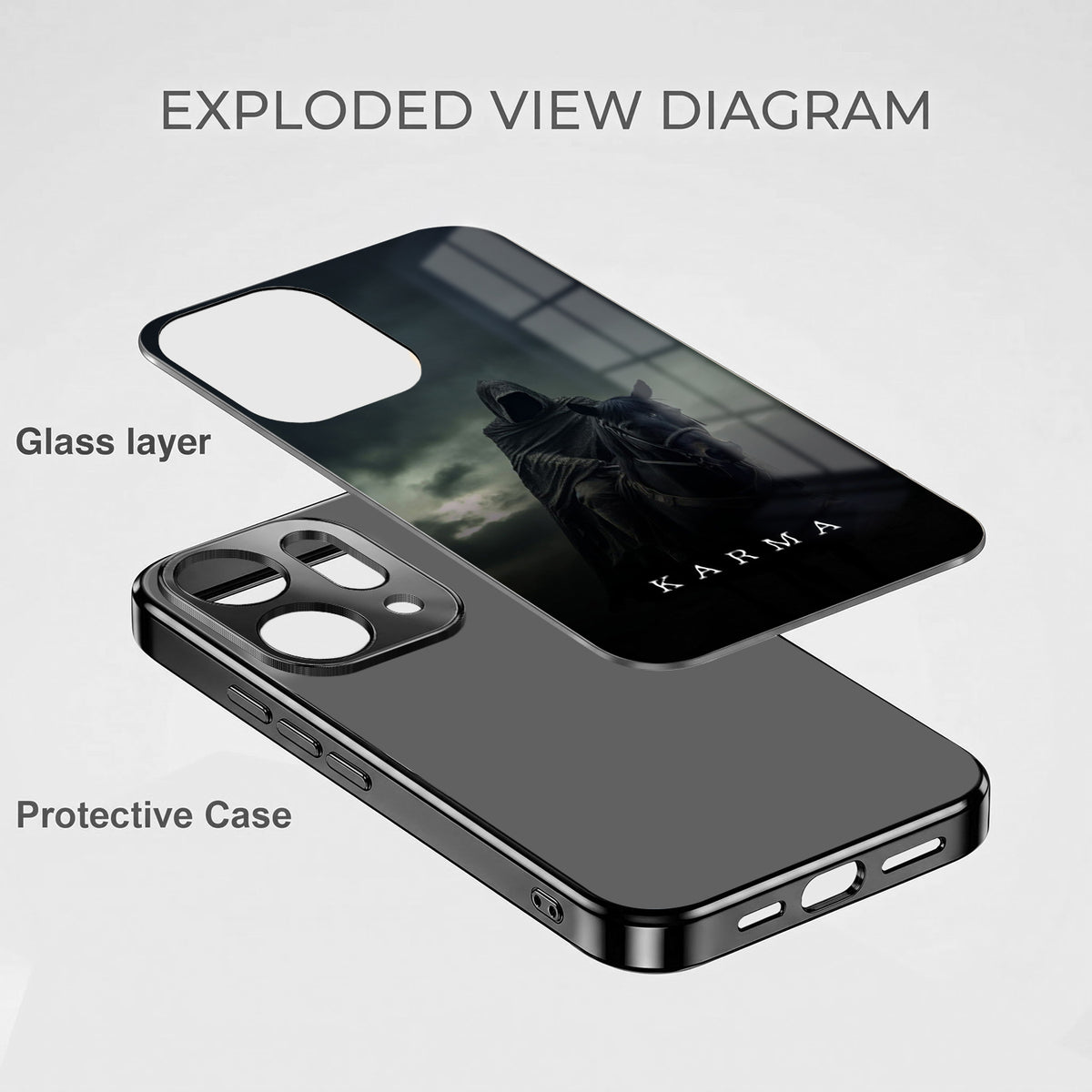 Oppo Reno 14 5G Karma Black Electroplated Glass Phone Back Case