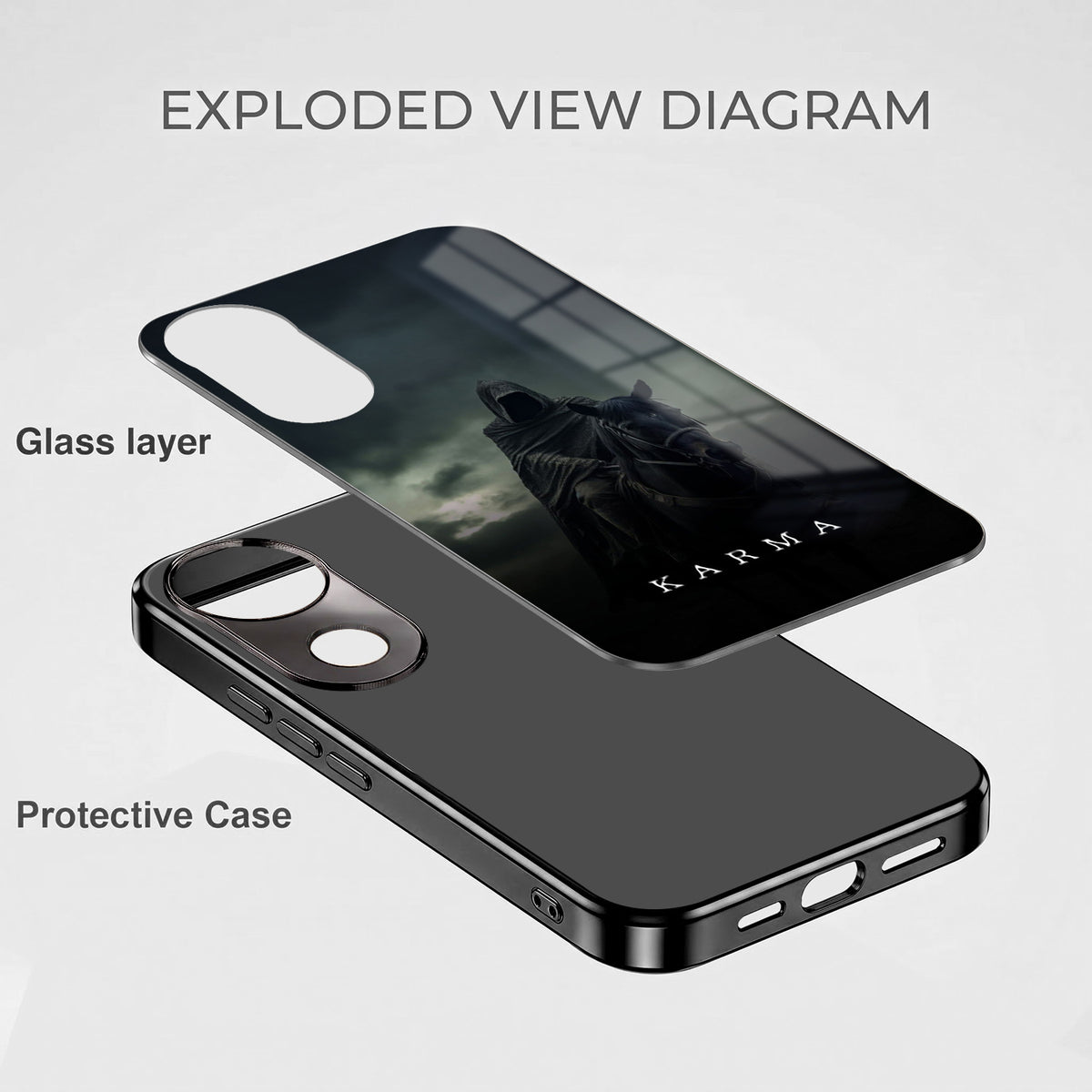 Vivo V50 5G Karma Black Electroplated Glass Phone Back Case