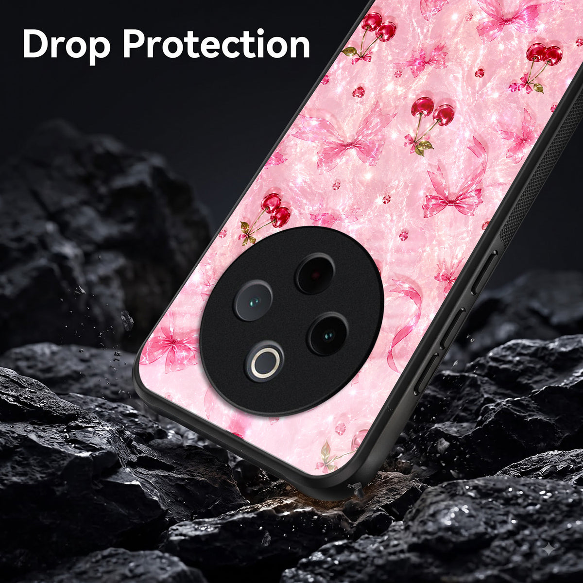 Vivo T4 5G Pink Cherry Blossom Acrylic Glass Back Case