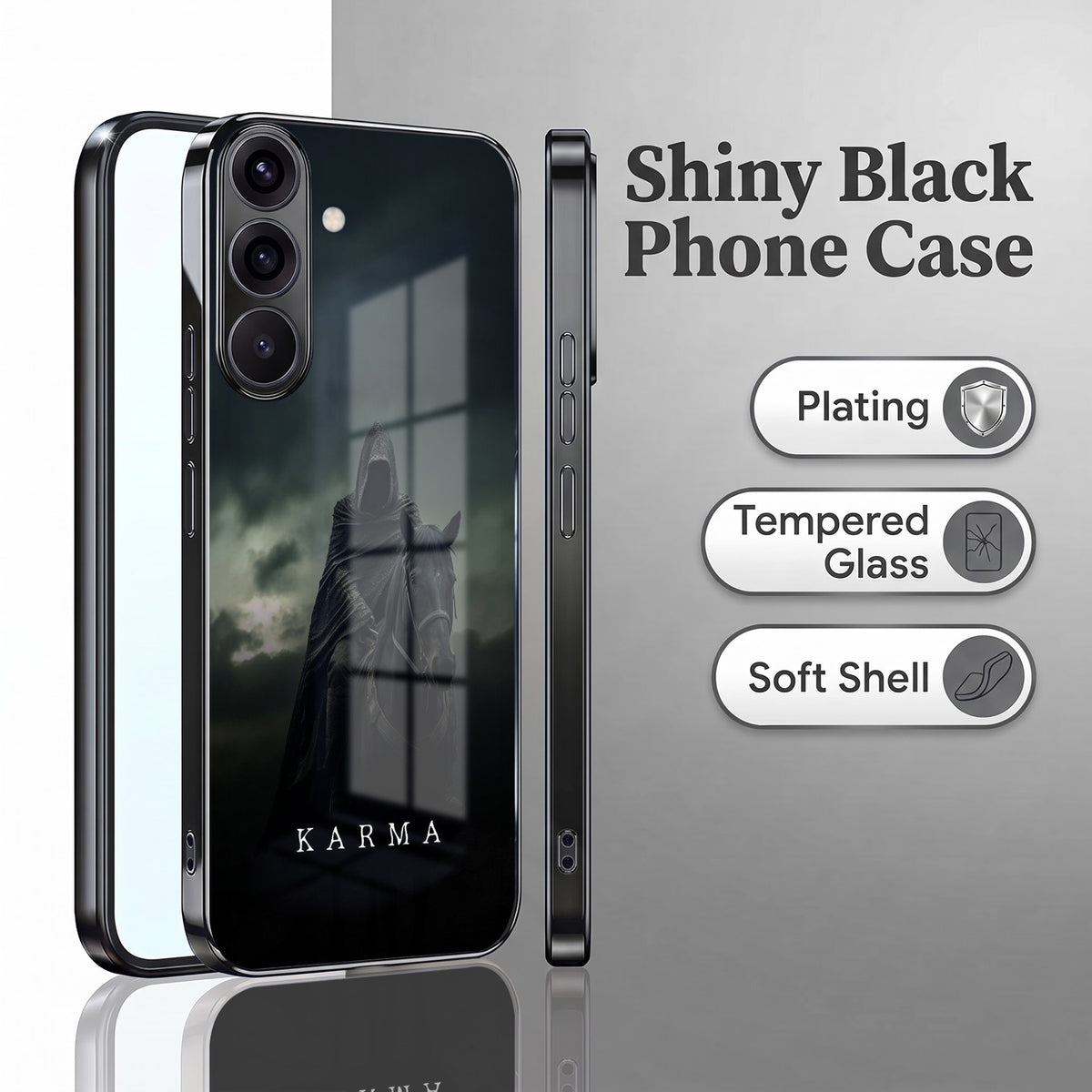 Samsung Galaxy A36 5G Karma Black Electroplated Glass Phone Back Case