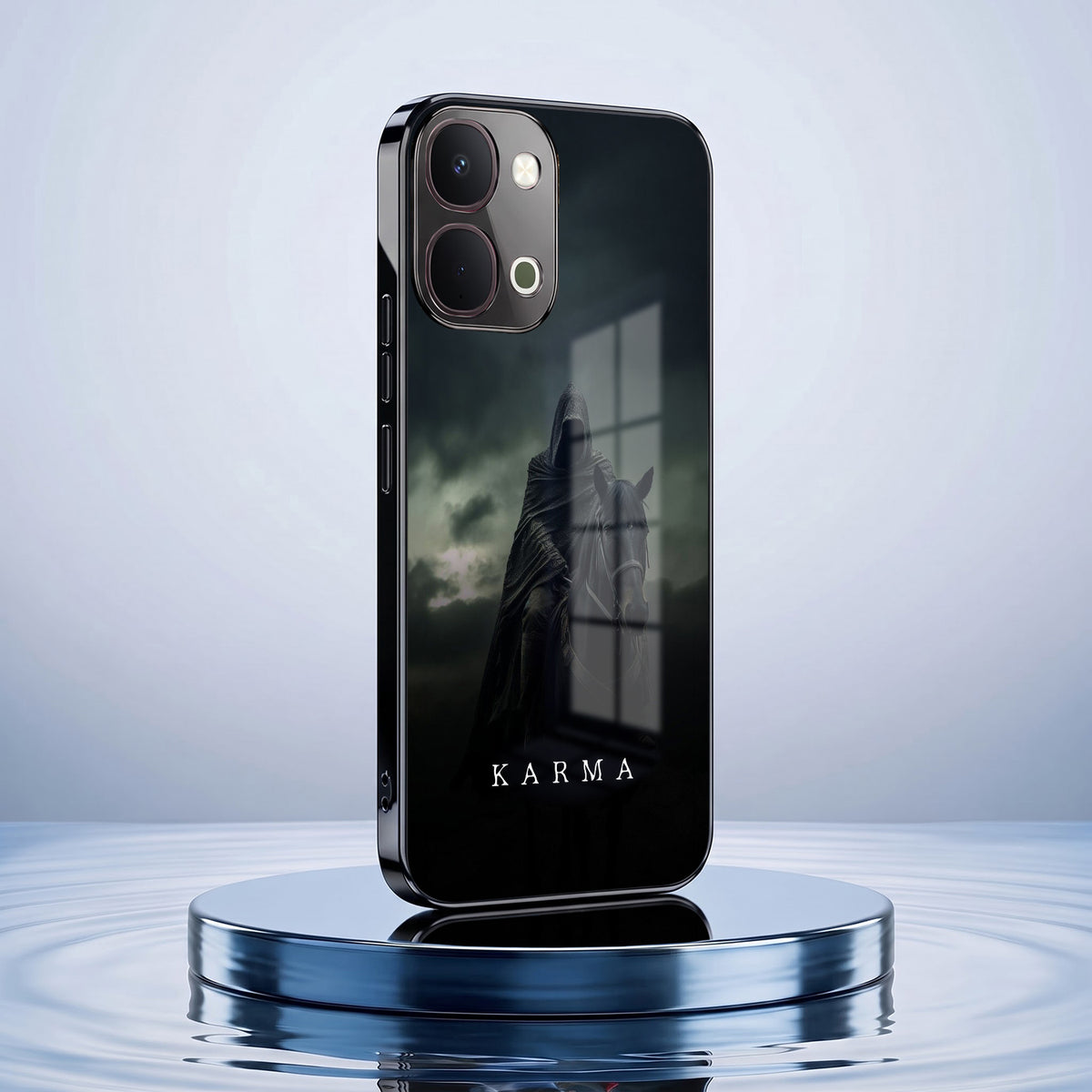 Vivo T5x 5G Karma Black Electroplated Glass Phone Back Case