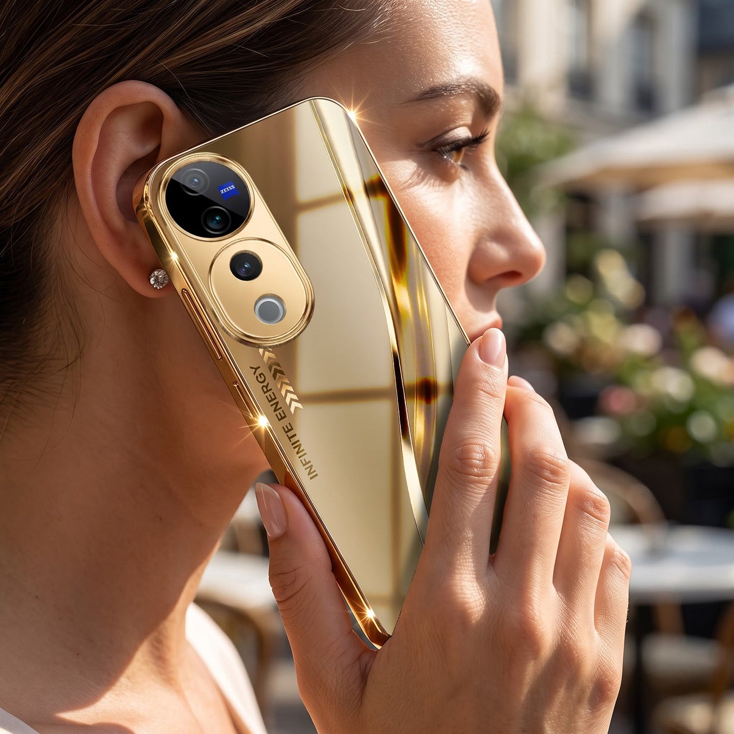 Vivo V40 Pro 5G Luxury Infinity Energy Gold Electroplated Glass Phone Case