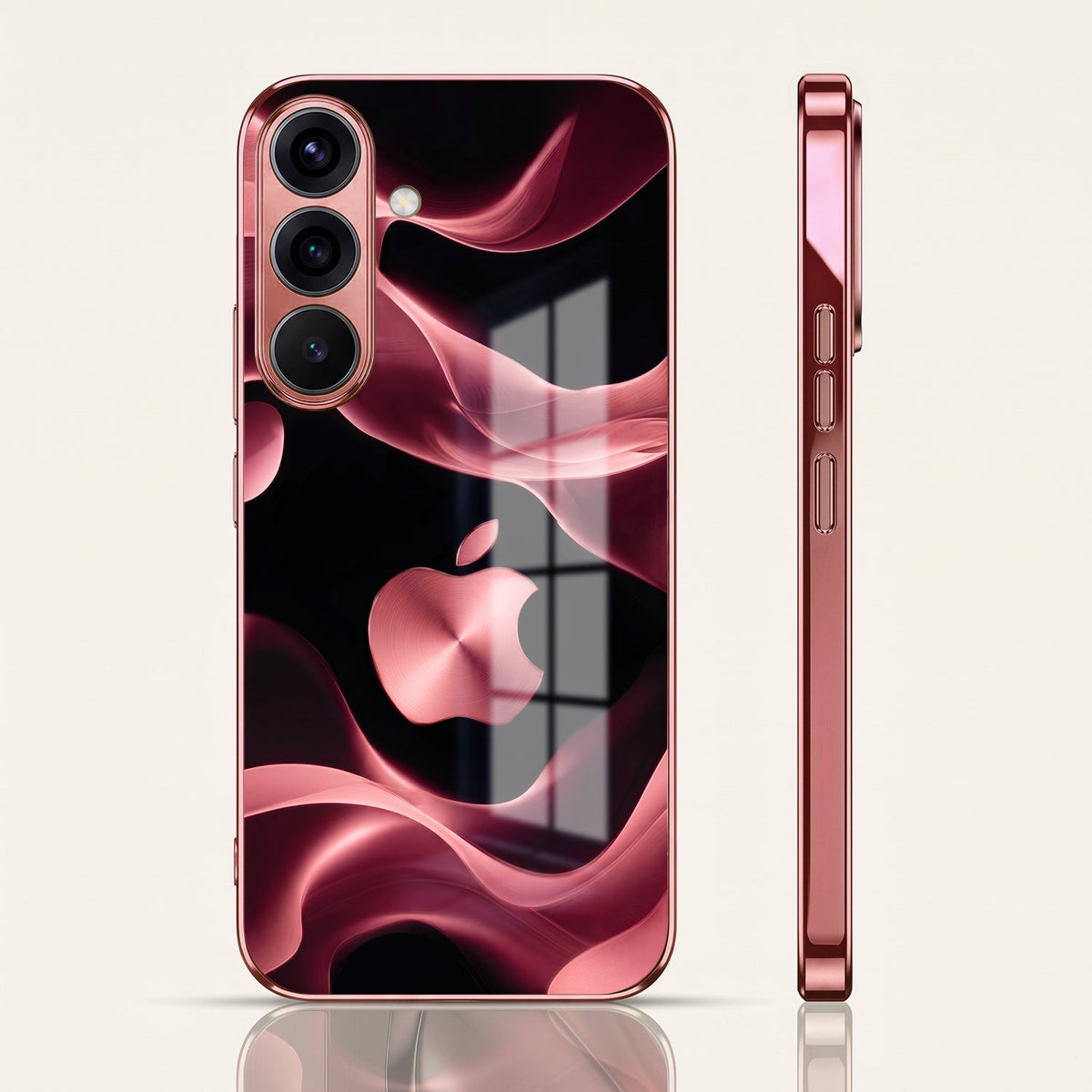 Samsung Galaxy A56 5G Luxury Wave Pink Electroplated Glass Phone Back Case