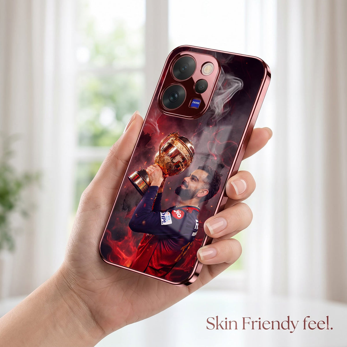 Vivo V70 5G Virat Kohli Burgundy Electroplated Glass Back Case