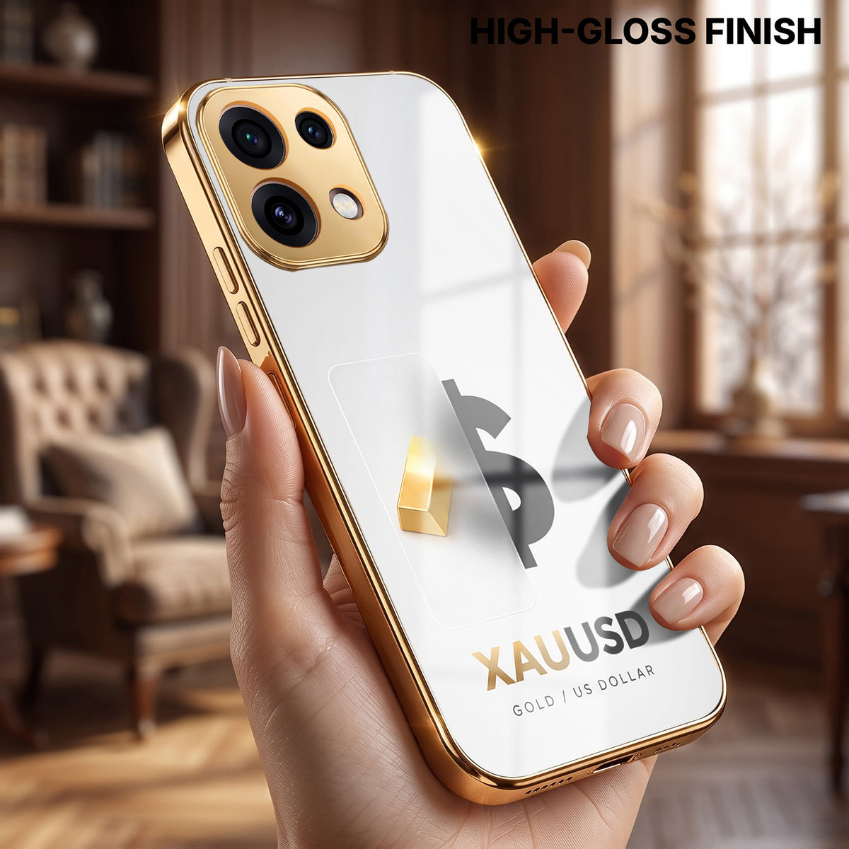 Oppo Reno 16C 5G Luxury XAU/USD Gold Electroplated Glass Phone Back Case