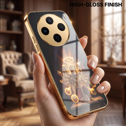 Vivo X200T 5G Lord Narasimha Gold Electroplated Glass Phone Back Case