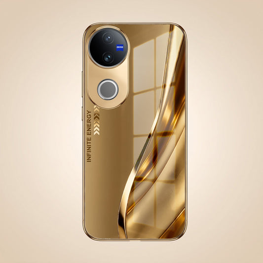 Vivo V50 5G Luxury Infinity Energy Gold Electroplated Glass Phone Case