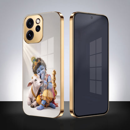 Oppo Reno 15 Pro Mini 5G Bal Krishna Blessings Gold Electroplated Glass Phone Back Case
