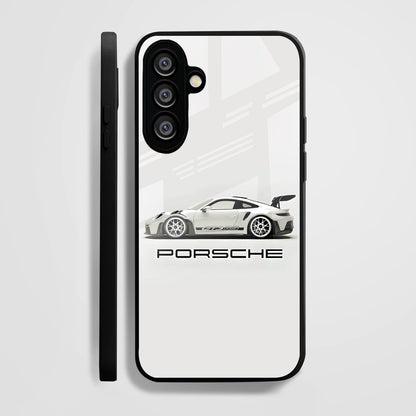 Samsung Galaxy A56 Premium Acrylic Shockproof Glass Back Case (White Porsche)