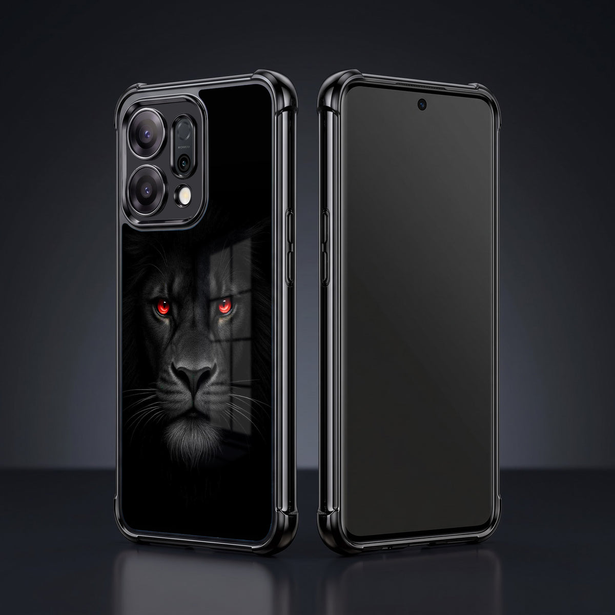 Oppo Reno 14 5G Premium Black Lion Airbags Printed Back Case