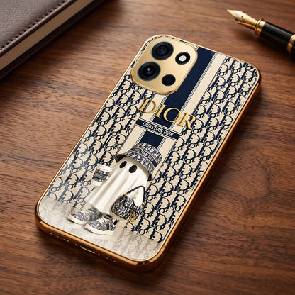 OnePlus Nord 6 5G Luxury Dior Gold Electroplated Glass Phone Back Case