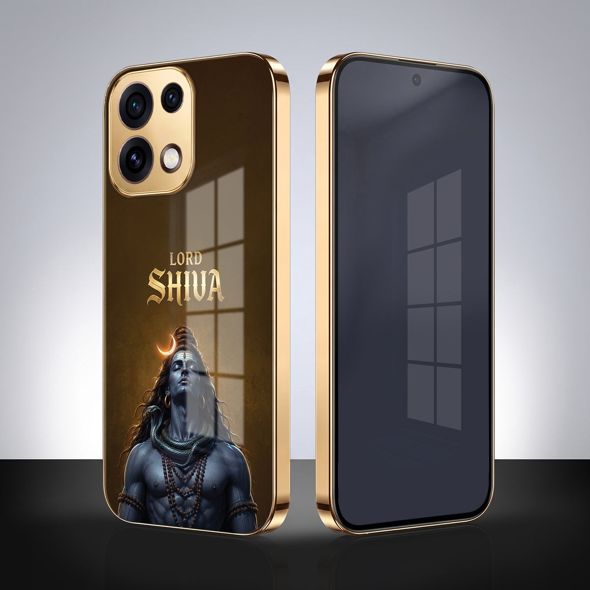 Oppo Reno 16C 5G Lord Shiva Gold Electroplated Glass Phone Back Case